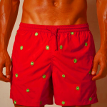 Men's Intimissimi Embroidered Kiwi Swimwear Dark Pink