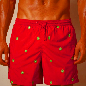 Men's Intimissimi Embroidered Kiwi Swimwear Dark Pink