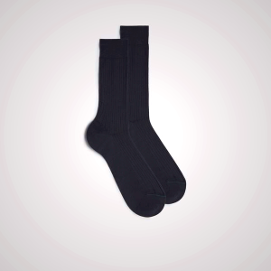 Dark Grey Men's Intimissimi Short Ribbed Egyptian Cotton Socks