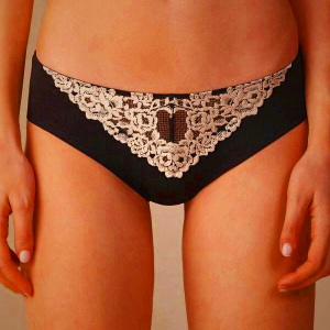 Women's Intimissimi Pretty Flowers Seamless Cotton Panties Black/White