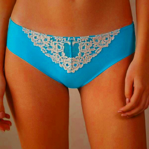 Women's Intimissimi Pretty Flowers Seamless Cotton Panties Turquoise/White