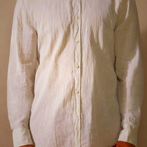 Beige/White Intimissimi Linen Cotton Shirt for Men
