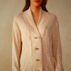 Beige Intimissimi Winter Braid Long Sleeve Jacquard Cardigan for Women
