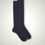 Dark Grey Intimissimi Long Ribbed Cashmere Wool Men's Socks