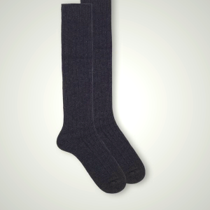 Dark Grey Intimissimi Long Ribbed Cashmere Wool Men's Socks