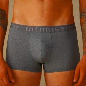Deep Grey Intimissimi Microfiber Logo Shorts for Men